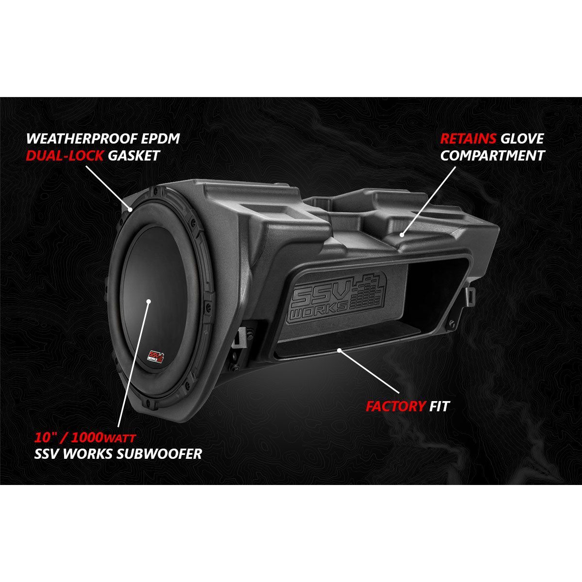 Photo of Polaris RZR Ride Command Glove Box Subwoofer Enclosure by SSV Works - Premium Audio for UTVs / Side by Sides