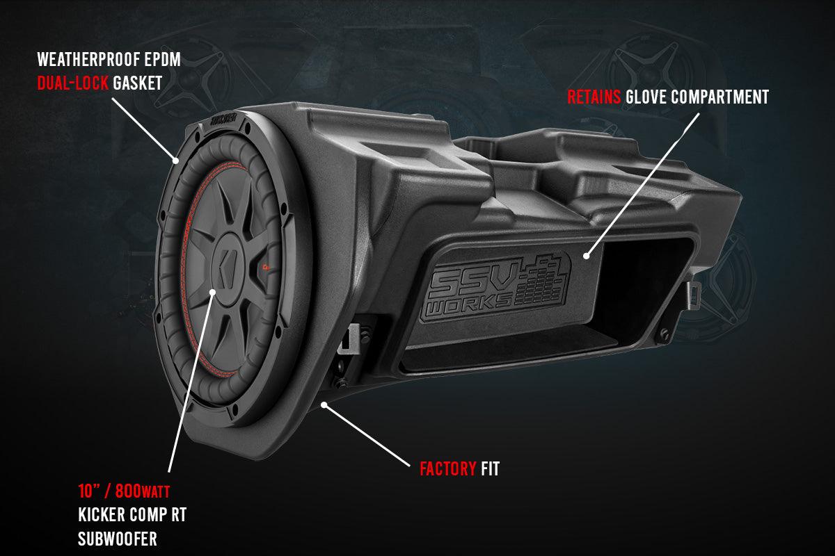Polaris RZR Kicker 10in Subwoofer Plug-&-Play Kit for Ride Command (2014-2023) - R1 Industries