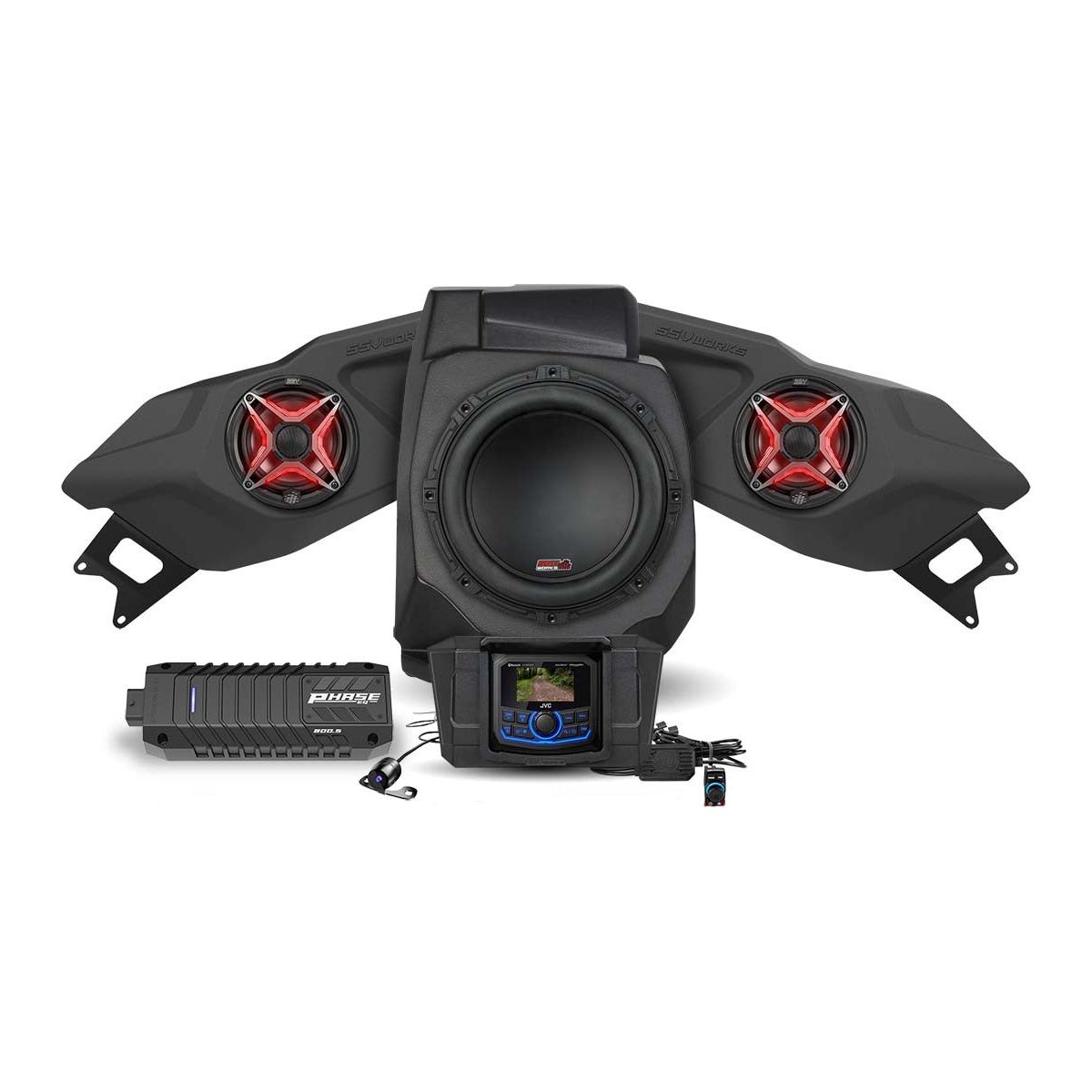 Photo of Polaris RZR Pro / Turbo R Lighted 3-Speaker System with Head Unit by SSV Works - Premium Audio for UTVs / Side by Sides