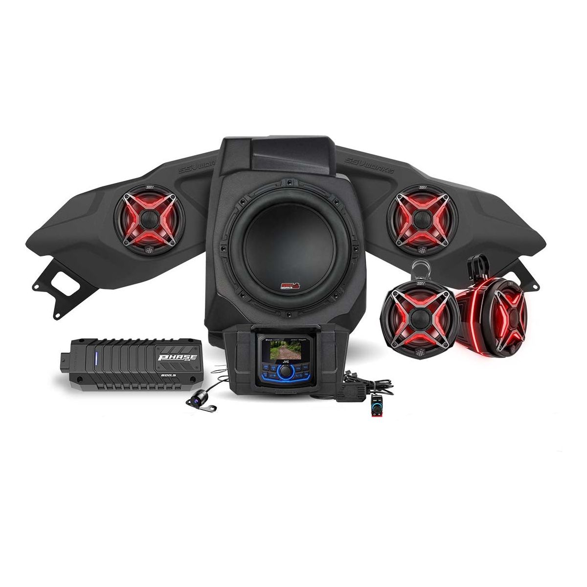 Photo of Polaris RZR Pro / Turbo R Lighted 5-Speaker System with Head Unit by SSV Works - Premium Audio for UTVs / Side by Sides