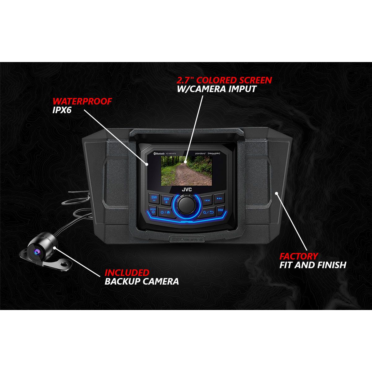 Photo of Polaris RZR Pro / Turbo R Lighted 3-Speaker System with Head Unit by SSV Works - Premium Audio for UTVs / Side by Sides