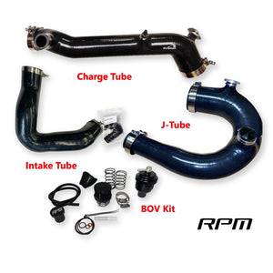 RPM-SxS Polaris RZR Turbo R & PRO XP Turbo Silicone Intake J-Tube, Charge Tube W/ BOV, & Intake Tube KIT! - R1 Industries