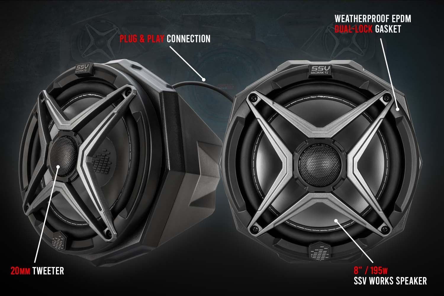 Photo of 2-Seater Phase X 5-Speaker SSV Works Audio-Kit - Kawasaki KRX1000 (2020-2023) by SSV Works - Premium Audio for UTVs / Side by Sides