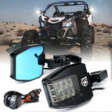 UTV Side View Mirror with LED Spotlight & C-Clamp Brackets