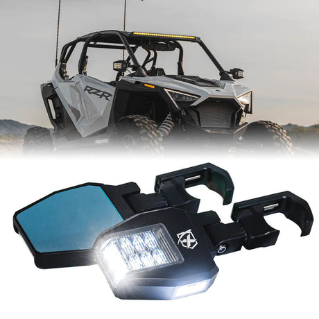 UTV Side Mirrors with LED Spotlight & Puddle Light