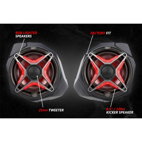 Photo of Can Am X3 Lighted 3-Speaker System with Head Unit by SSV Works - Premium Audio for UTVs / Side by Sides