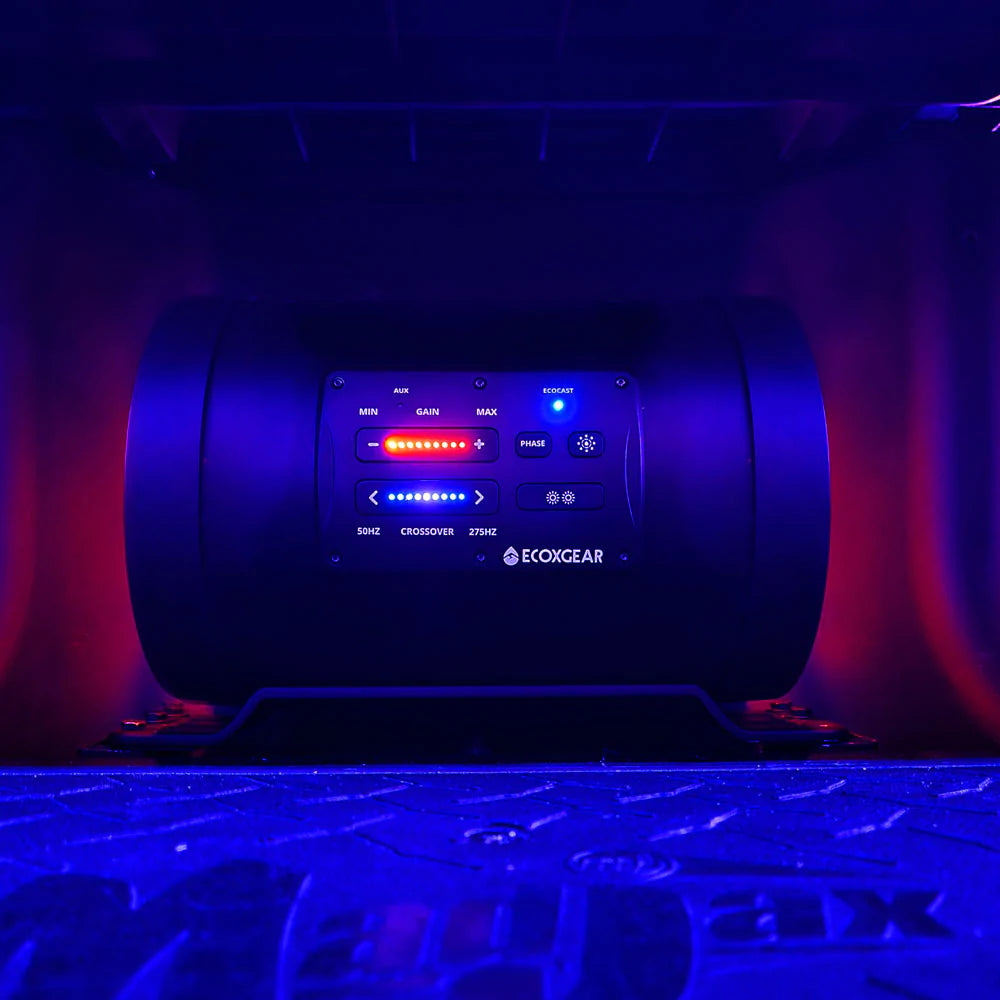 Photo of SoundExtreme ES08 powersports sealed powered 8-inch subwoofer tube with built in 500-watt amplifier by ECOXGEAR - Premium Audio for UTVs / Side by Sides
