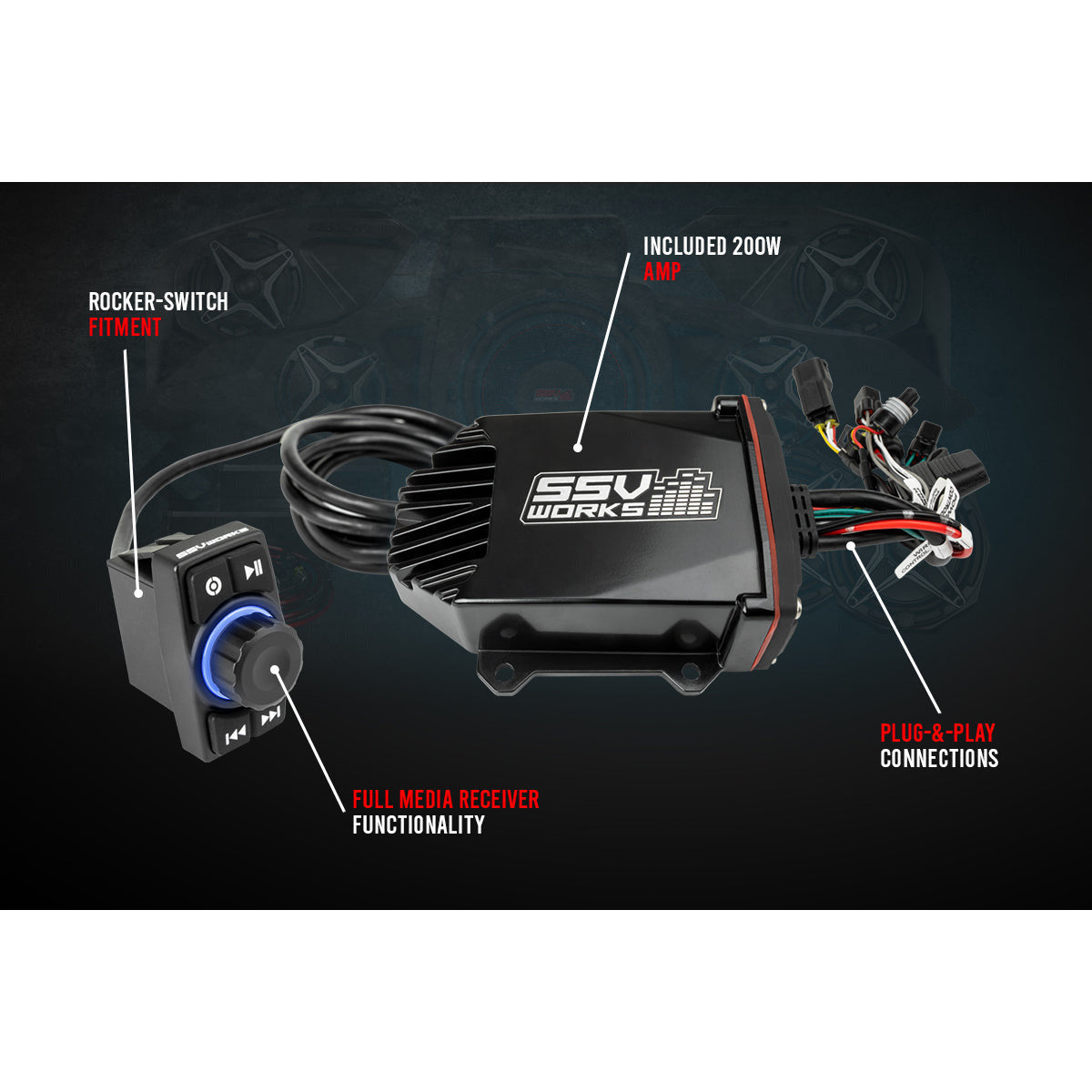 Photo of Kawasaki KRX 3-Speaker Audio System by SSV Works - Premium Audio for UTVs / Side by Sides