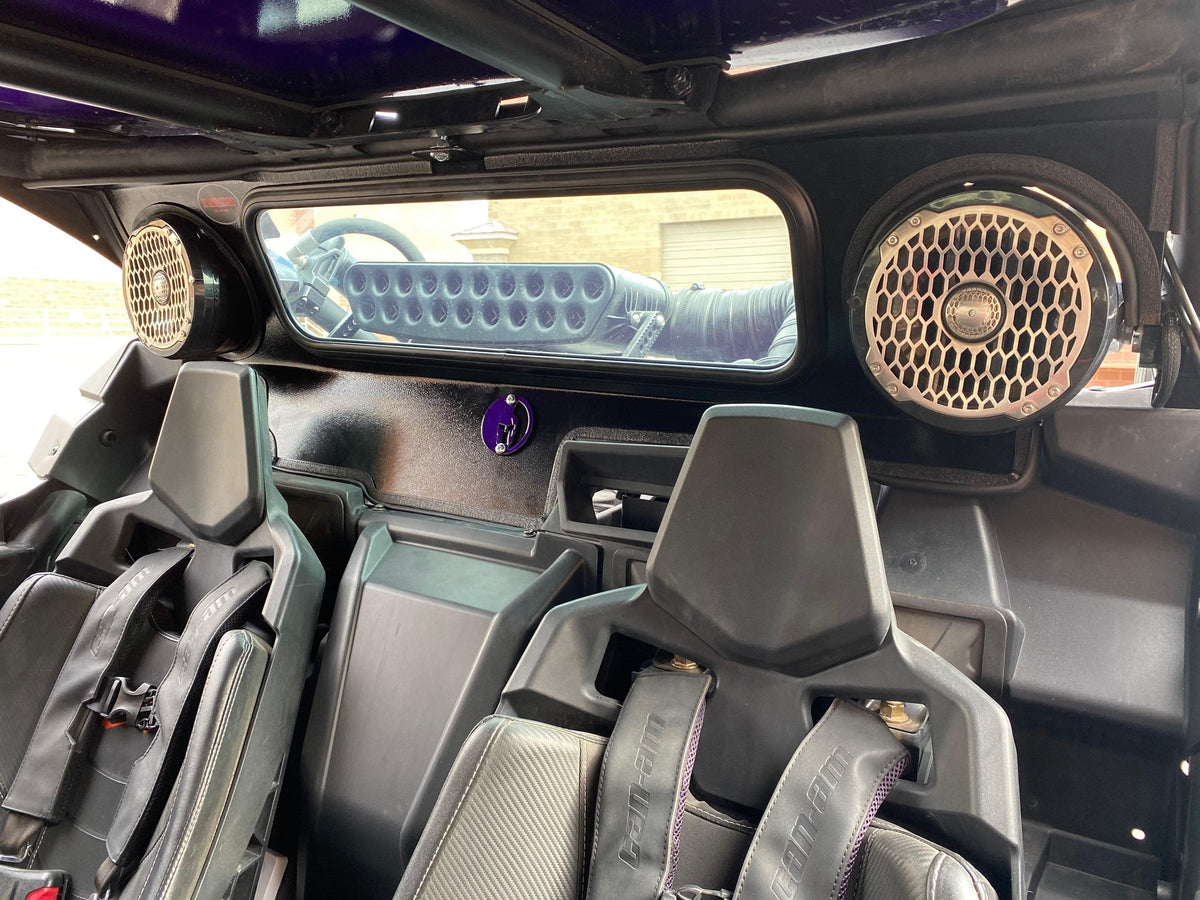 Photo of Can-Am X3 Rear Windshield - Safety Glass, Speaker Cut-Outs (2016+) by DWA - Premium Windshields for UTVs / Side by Sides