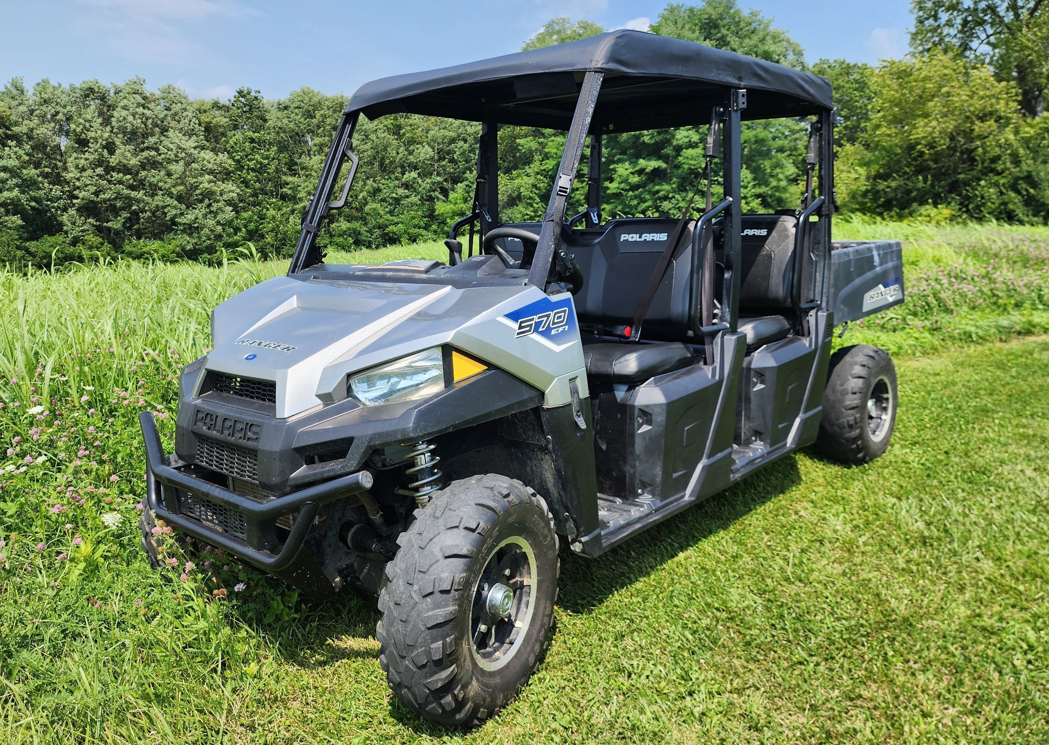 Photo of Polaris Ranger Crew 570 Mid Size - 4 Passenger - Soft Top by 3 Star UTV - Premium Windshields for UTVs / Side by Sides
