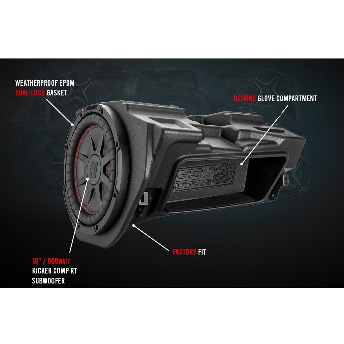 Photo of Polaris RZR Glove Box Subwoofer Enclosure by SSV Works - Premium Audio for UTVs / Side by Sides
