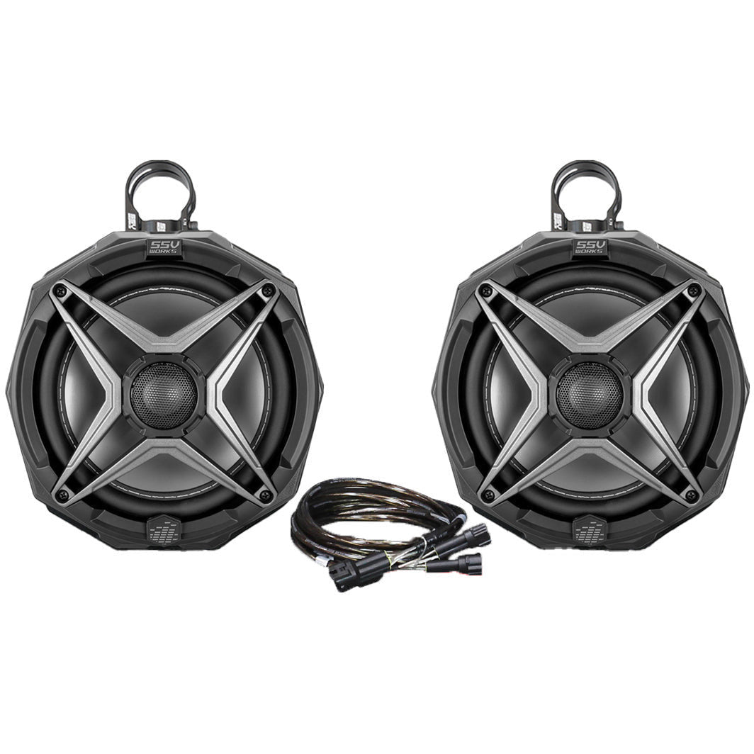 Photo of Polaris RZR Pro / Turbo R Ride Command 8" Cage Mounted Speaker Pods by SSV Works - Premium Audio for UTVs / Side by Sides