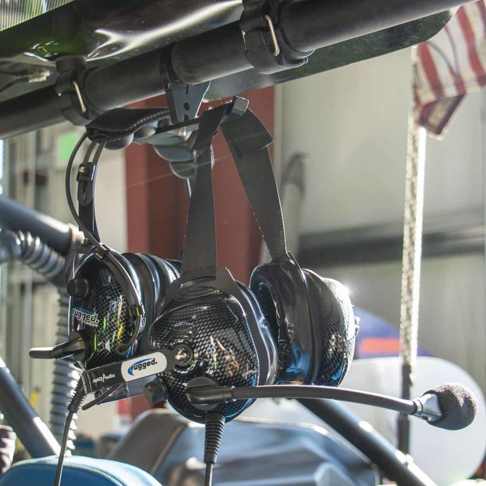 Photo of Dual Headset Hanger with Bar Mount by Rugged Radios - Premium Communication for UTVs / Side by Sides