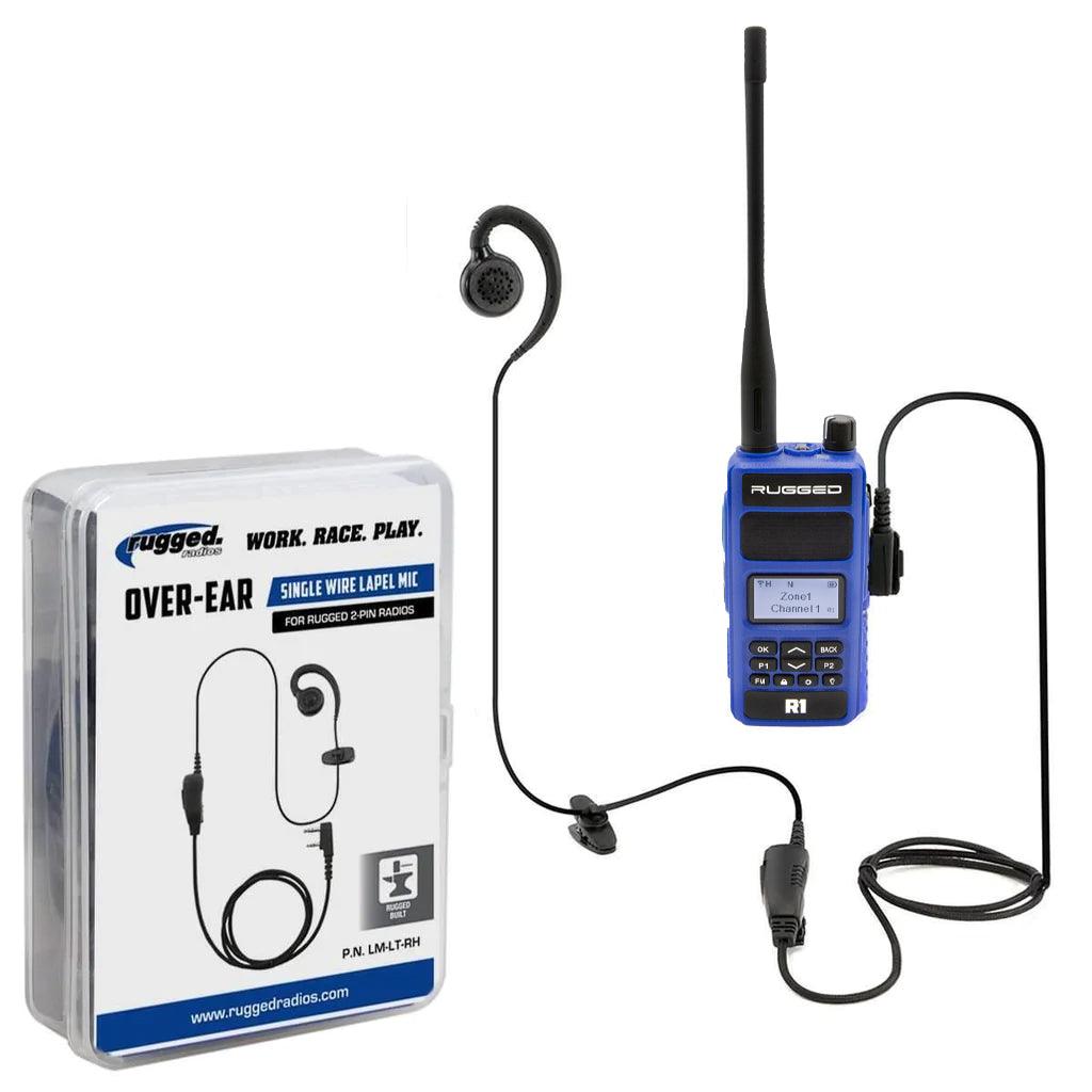 Photo of Single Wire Ear Hook Lapel Mic for Handheld Radios by Rugged Radios - Premium Communication for UTVs / Side by Sides